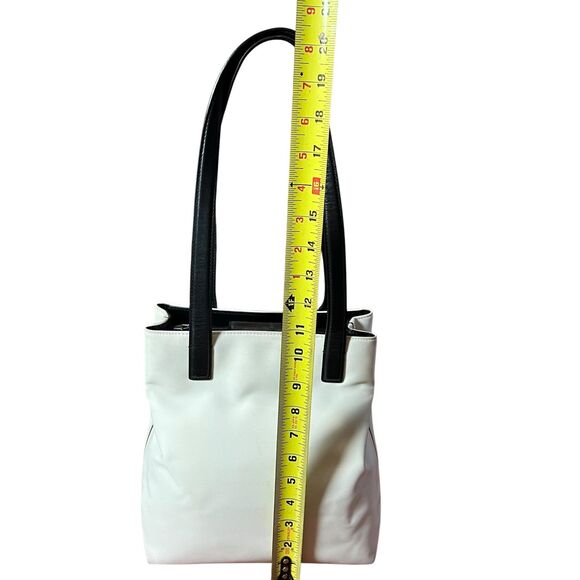 Coach Tote Bag Womens Medium White Canvas Black Leather Shoulder Purse L3J-7441 - Picture 10 of 12